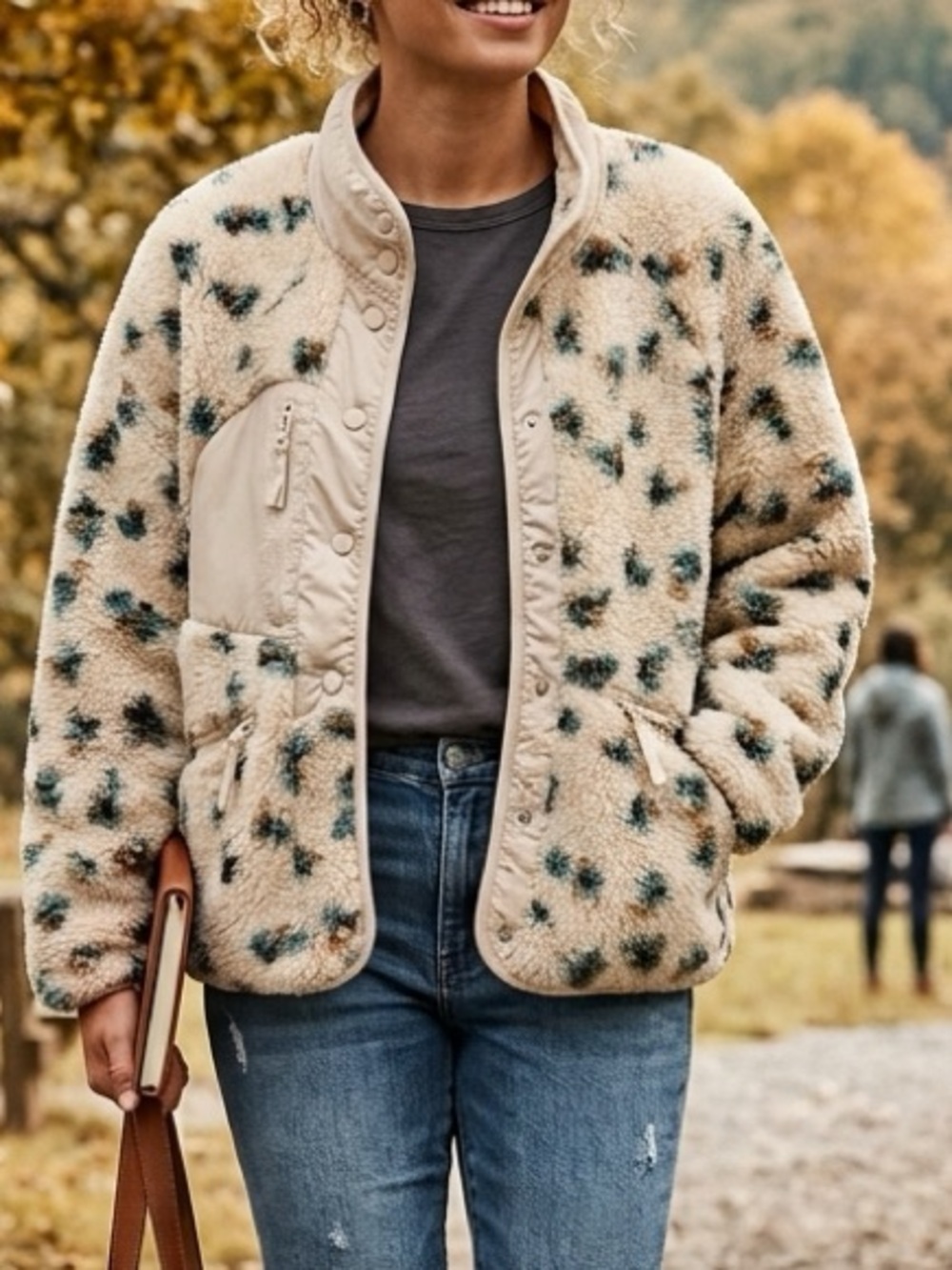 Thread & Supply Lined Cream Teddy Sherpa Fleece Outerwear Jacket